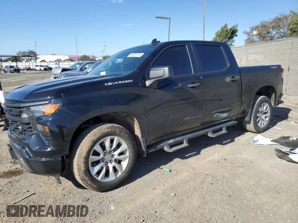 2023 Chevrolet Silverado 1500 Custom with VIN 3GCPDBEK1PG114913, listed as a Copart auction lot 45879175 with Not Provided miles and Salvage Title. Bid and sale history available at DreamBid. Image 1.