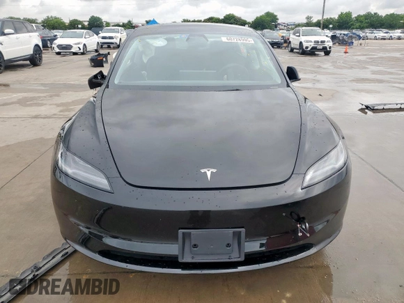 2025 Tesla Model 3 Long Range with VIN 5YJ3E1EB0SF921606, listed as a Copart auction lot 60728995 with 6,281 mi miles and Salvage title. Bid and sale history available at DreamBid. Image 5.