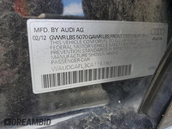 2012 Audi S4 Premium Plus z VIN WAUDGAFL3CA115790, wystawiony jako Copart lot #68127074 z przebiegiem 137 483 mil mil oraz Szkoda całkowita • Salvage title. Historia ofert i sprzedaży dostępna na DreamBid. Obrazek 13.