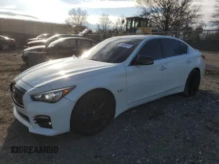 2016 Infiniti Q50 3.0t Red Sport 400 with VIN JN1FV7AR8GM451880, listed as a Copart auction lot 86895974 with 103,797 mi miles and Salvage Title. Bid and sale history available at carsss.com. Image 1.