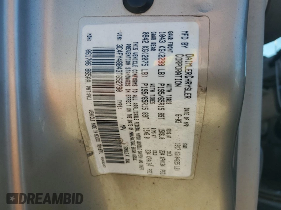 2003 Chrysler PT Cruiser with VIN 3C4FY48B43T652790, listed as a Copart auction lot 77136274 with 102,291 mi miles and Salvage Title. Bid and sale history available at carsss.com. Image 13.