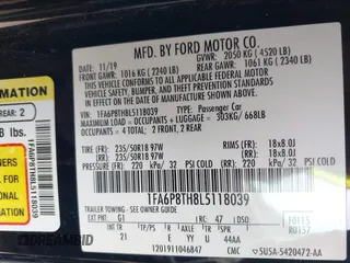 2020 Ford Mustang EcoBoost с VIN 1FA6P8TH8L5118039, выставлен на аукционе IAAI как лот 42308212 с пробегом 48 057 миль миль и . История ставок и продаж доступна на DreamBid. Изображение 9.