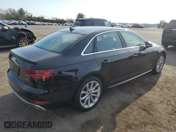 2019 Audi A4 Premium Plus with VIN WAUENAF40KN002714, listed as a Copart auction lot 46625275 with 40,124 mi miles and Salvage Title. Bid and sale history available at carsss.com. Image 3.