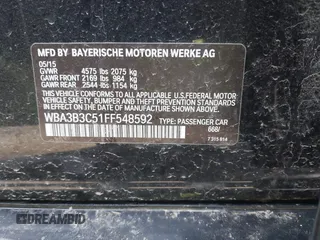 2015 BMW 3 Series 328i xDrive with VIN WBA3B3C51FF548592, listed as a IAAI auction lot 41941167 with 87,124 mi miles. Bid and sale history available at carsss.com. Image 9.
