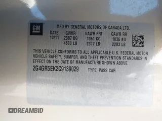 2012 Buick Regal with VIN 2G4GR5EK2C9139029, listed as a IAAI auction lot 42120576 with 90,901 mi miles. Bid and sale history available at carsss.com. Image 9.
