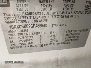 2016 Chevrolet Tahoe LT z VIN 1GNSCBKC9GR466543, wystawiony jako IAAI lot #42139663 z przebiegiem 235 744 mil mil oraz . Historia ofert i sprzedaży dostępna na DreamBid. Obrazek 9.