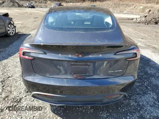 2025 Tesla Model 3 Long Range with VIN 5YJ3E1EB6SF921092, listed as a Copart auction lot 46918025 with 1,403 mi miles and Salvage Title. Bid and sale history available at DreamBid. Image 6.