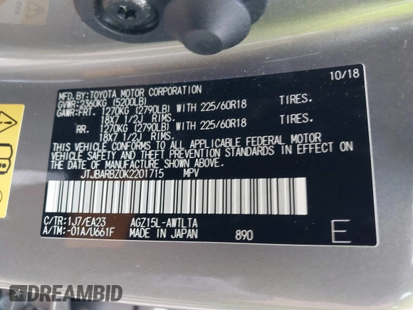 2019 Lexus NX with VIN JTJBARBZ0K2201715, listed as a IAAI auction lot 41882808 with 32,458 mi miles. Bid and sale history available at carsss.com. Image 9.