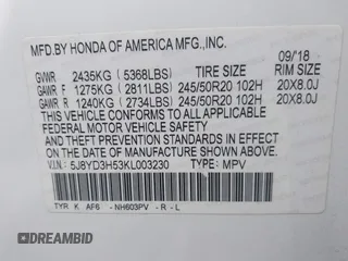 2019 Acura MDX Technology z VIN 5J8YD3H53KL003230, wystawiony jako IAAI lot #42040879 z przebiegiem 69 798 mil mil oraz . Historia ofert i sprzedaży dostępna na DreamBid. Obrazek 9.