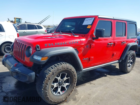 2020 Jeep Wrangler Unlimited Rubicon with VIN 1C4HJXFG2LW214874, listed as a IAAI auction lot 41679397 with 66,294 mi miles and . Bid and sale history available at DreamBid. Image 18.