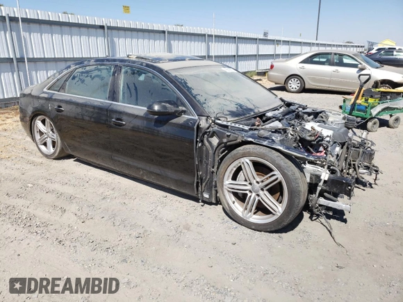 2013 Audi A8 3.0L with VIN WAURGAFD9DN004556, listed as a Copart auction lot 65018975 with 138,090 mi miles and Salvage title. Bid and sale history available at DreamBid. Image 4.
