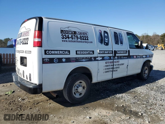 2018 Chevrolet Express Cargo with VIN 1GCWGAFG4J1338495, listed as a Copart auction lot 88013295 with 141,681 mi miles and Salvage title. Bid and sale history available at DreamBid. Image 3.