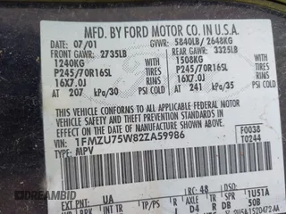 2002 Ford Explorer Limited с VIN 1FMZU75W82ZA59986, выставлен на аукционе IAAI как лот 42097239 с пробегом 229 773 миль миль и . История ставок и продаж доступна на DreamBid. Изображение 9.