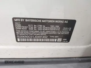2018 BMW X5 xDrive35i with VIN 5UXKR0C51J0X91452, listed as a IAAI auction lot 41886539 with 39,521 mi miles. Bid and sale history available at carsss.com. Image 9.