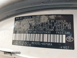 2004 Toyota Avalon XL with VIN 4T1BF28B14U370490, listed as a IAAI auction lot 40684154 with 251,101 mi miles and . Bid and sale history available at DreamBid. Image 9.