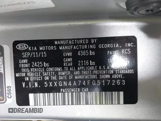 2015 Kia Optima EX с VIN 5XXGN4A74FG517263, выставлен на аукционе IAAI как лот 42299534 с пробегом 116 875 миль миль и . История ставок и продаж доступна на DreamBid. Изображение 9.