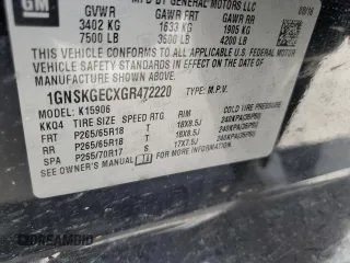 2016 Chevrolet Suburban LS with VIN 1GNSKGECXGR472220, listed as a Copart auction lot 70735924 with 180,338 mi miles and Salvage Title. Bid and sale history available at carsss.com. Image 13.
