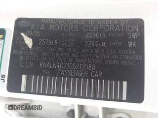 2016 Kia Cadenza Premium with VIN KNALN4D71G5213580, listed as a IAAI auction lot 41306716 with 124,664 mi miles. Bid and sale history available at carsss.com. Image 9.