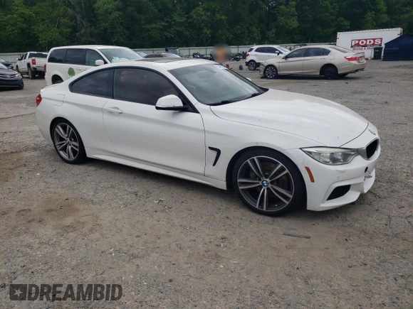 2015 BMW 4 Series 435i with VIN WBA3R1C5XFK194384, listed as a Copart auction lot 53461245 with 104,233 mi miles and Salvage Title. Bid and sale history available at carsss.com. Image 4.