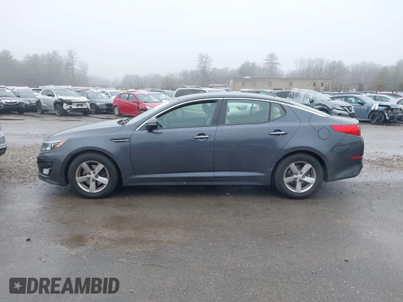 2015 Kia Optima LX with VIN KNAGM4A73F5625605, listed as a IAAI auction lot 41924411 with 104,153 mi miles. Bid and sale history available at carsss.com. Image 14.