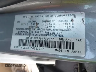 2013 Mazda 3 i Touring with VIN JM1BL1VP5D1750277, listed as a IAAI auction lot 42010525 with 174,192 mi miles and . Bid and sale history available at carsss.com. Image 9.