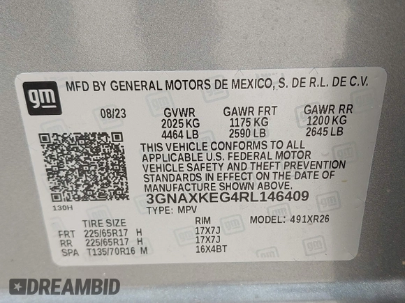 2024 Chevrolet Equinox LT z VIN 3GNAXKEG4RL146409, wystawiony jako IAAI lot #42269967 z przebiegiem 24 528 mil mil oraz . Historia ofert i sprzedaży dostępna na DreamBid. Obrazek 9.