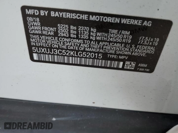 2019 BMW X4 xDrive30i z VIN 5UXUJ3C52KLG52015, wystawiony jako Copart lot #36614633 z przebiegiem Nie podano mil oraz . Historia ofert i sprzedaży dostępna na DreamBid. Obrazek 12.