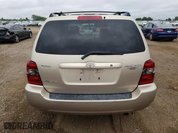 2005 Toyota Highlander with VIN JTEEP21A650087443, listed as a Copart auction lot 86704434 with Not Provided miles and Salvage Title. Bid and sale history available at DreamBid. Image 6.