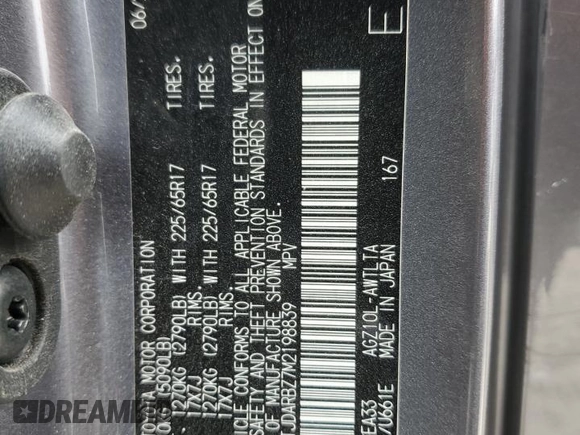 2021 Lexus NX 300 with VIN JTJDARBZ7M2198839, listed as a Copart auction lot 50611465 with 27,412 mi miles and Salvage title. Bid and sale history available at DreamBid. Image 13.