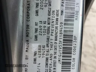 2015 Mazda 6 i Touring with VIN JM1GJ1V53F1189459, listed as a Copart auction lot 53031775 with 111,956 mi miles and Salvage Title. Bid and sale history available at DreamBid. Image 15.