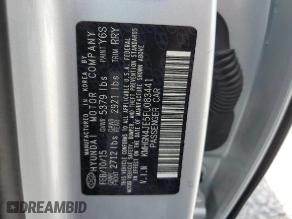 2015 Hyundai Genesis 3.8L with VIN KMHGN4JE5FU083441, listed as a Copart auction lot 66576284 with 149,935 mi miles and Salvage Title. Bid and sale history available at carsss.com. Image 14.
