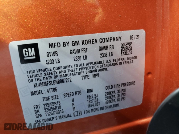 2022 Buick Encore GX Essence with VIN KL4MMFSL6NB067272, listed as a Copart auction lot 46257675 with 22,115 mi miles and Salvage title. Bid and sale history available at DreamBid. Image 13.