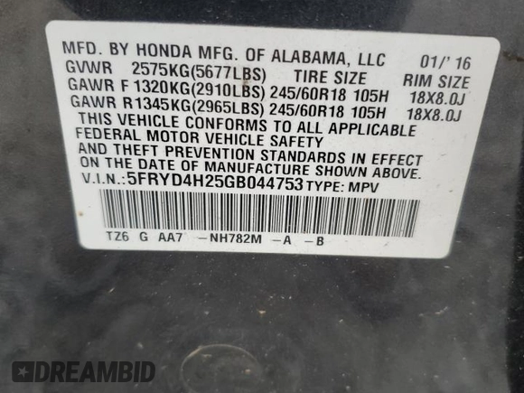 2016 Acura MDX с VIN 5FRYD4H25GB044753, выставлен на аукционе Copart как лот 59994665 с пробегом 135 766 миль миль и Списание • Salvage title. История ставок и продаж доступна на DreamBid. Изображение 13.