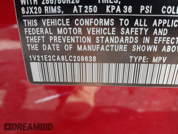 2020 Volkswagen Atlas SE z VIN 1V21E2CA8LC209638, wystawiony jako IAAI lot #42280724 z przebiegiem 79 659 mil mil oraz . Historia ofert i sprzedaży dostępna na DreamBid. Obrazek 9.