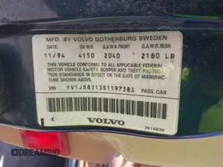 1995 Volvo 900 с VIN YV1JS8313S1197383, выставлен на аукционе IAAI как лот 41877807 с пробегом 140 298 миль миль и . История ставок и продаж доступна на DreamBid. Изображение 9.