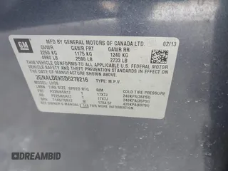 2013 Chevrolet Equinox LT with VIN 2GNALDEK5D6278216, listed as a IAAI auction lot 41861789 with 157,256 mi miles and . Bid and sale history available at carsss.com. Image 9.