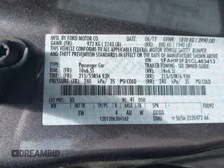 2012 Ford Focus SE z VIN 1FAHP3F21CL463413, wystawiony jako IAAI lot #42564350 z przebiegiem 115 849 mil mil oraz . Historia ofert i sprzedaży dostępna na DreamBid. Obrazek 9.