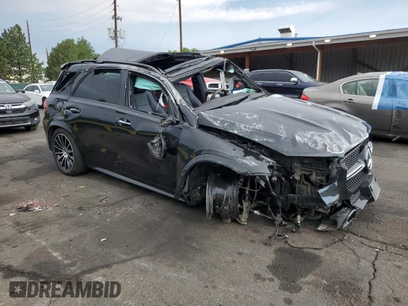 2021 Mercedes-Benz GLE 450 with VIN 4JGFB5KB9MA555105, listed as a Copart auction lot 64255695 with 106,602 mi miles and Salvage title. Bid and sale history available at DreamBid. Image 4.