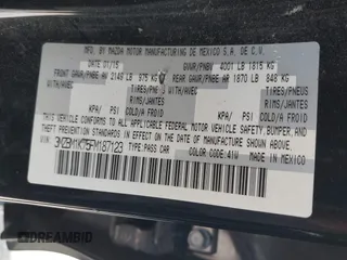 2015 Mazda 3 i Sport with VIN 3MZBM1K75FM187123, listed as a IAAI auction lot 42097281 with 131,180 mi miles and . Bid and sale history available at DreamBid. Image 9.