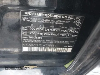 2001 Mercedes-Benz M 320/430/500 with VIN 4JGAB72E91A258881, listed as a IAAI auction lot 42685193 with Not provided miles and . Bid and sale history available at DreamBid. Image 9.