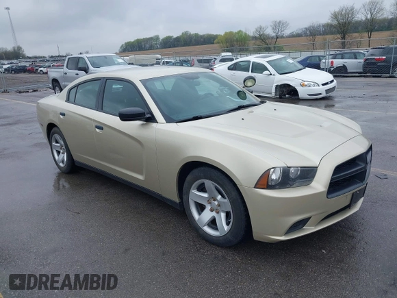 2013 Dodge Charger Police with VIN 2C3CDXAT9DH692946, listed as a IAAI auction lot 42115225 with 107,086 mi miles. Bid and sale history available at carsss.com. Image 1.