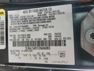 2020 Lincoln MKZ Standard with VIN 3LN6L5A97LR606083, listed as a Copart auction lot 48246525 with 92,657 mi miles and Salvage Title. Bid and sale history available at carsss.com. Image 13.