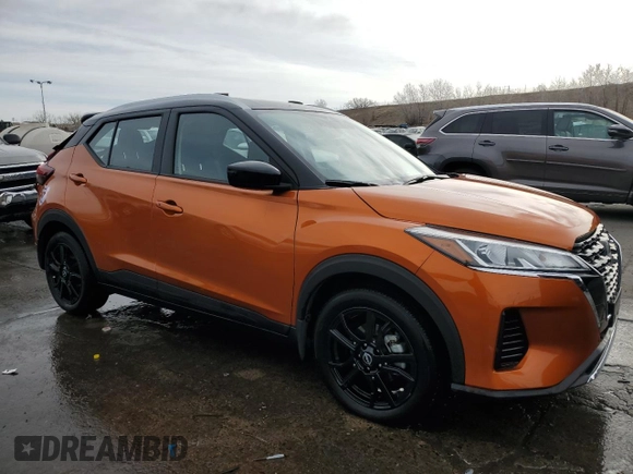 2024 Nissan Kicks SV with VIN 3N1CP5CV3RL480759, listed as a Copart auction lot 50064435 with 16,260 mi miles and Salvage Title. Bid and sale history available at DreamBid. Image 4.
