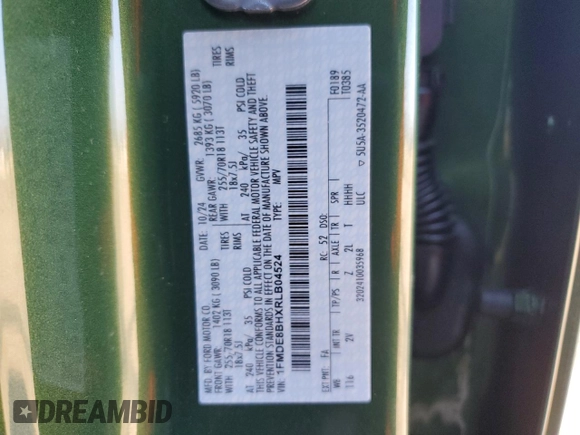 2024 Ford Bronco Outer Banks with VIN 1FMDE8BHXRLB04524, listed as a Copart auction lot 87458424 with 837 mi miles and Salvage Title. Bid and sale history available at DreamBid. Image 14.