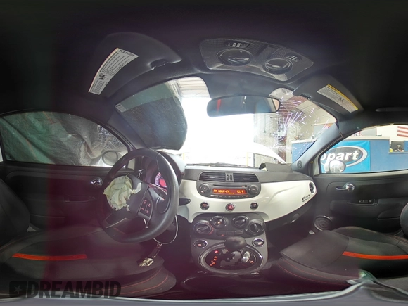 2015 FIAT 500 Abarth with VIN 3C3CFFFHXFT601900, listed as a Copart auction lot 62827495 with 21,274 mi miles and Salvage title. Bid and sale history available at DreamBid. Image 15.