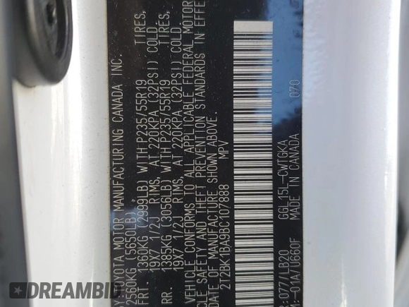2011 Lexus RX 350 with VIN 2T2BK1BA9BC107888, listed as a Copart auction lot 52428115 with 116,006 mi miles and Salvage title. Bid and sale history available at DreamBid. Image 13.