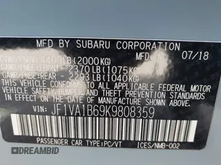 2019 Subaru WRX Premium с VIN JF1VA1B69K9808359, выставлен на аукционе IAAI как лот 42292547 с пробегом 98 525 миль миль и . История ставок и продаж доступна на DreamBid. Изображение 9.