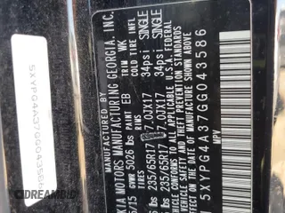 2016 Kia Sorento LX with VIN 5XYPG4A37GG043586, listed as a Copart auction lot 46790385 with 184,870 mi miles and Salvage Title. Bid and sale history available at carsss.com. Image 12.