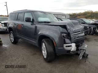 2023 Land Rover Defender with VIN SALEVFEU1P2142841, listed as a Copart auction lot 77387354 with 21,441 mi miles and Salvage title. Bid and sale history available at DreamBid. Image 4.