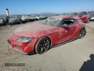2022 Toyota GR Supra 3.0 with VIN WZ1DB0C04NW046282, listed as a Copart auction lot 80995874 with 32,087 mi miles and Salvage Title. Bid and sale history available at carsss.com. Image 1.